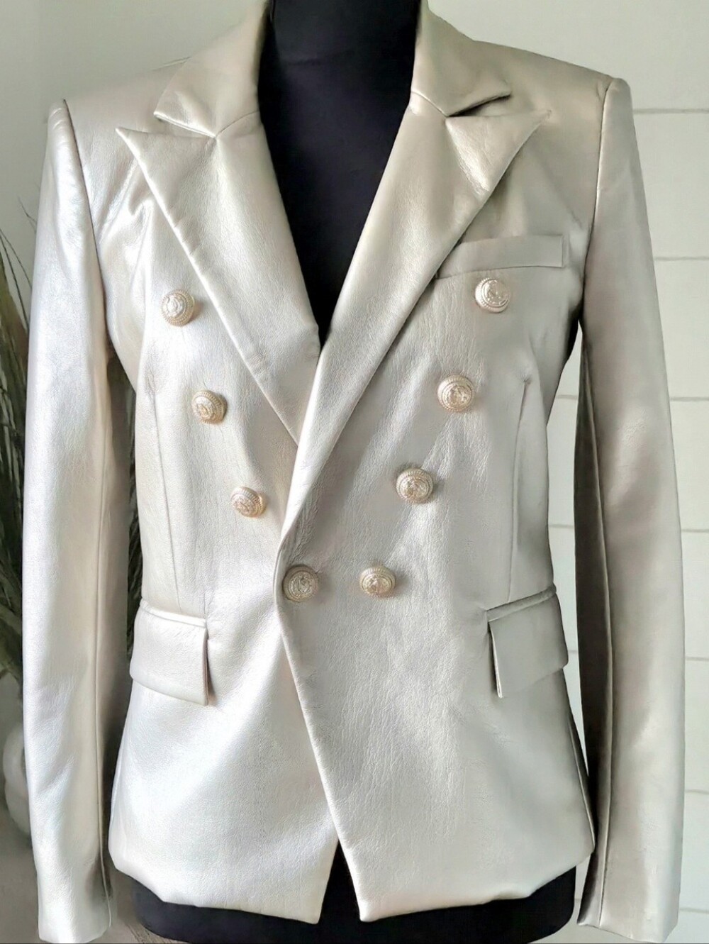 Generation Love Gold Metallic Vegan Leather Blazer Jacket S Luxe St Party Glam